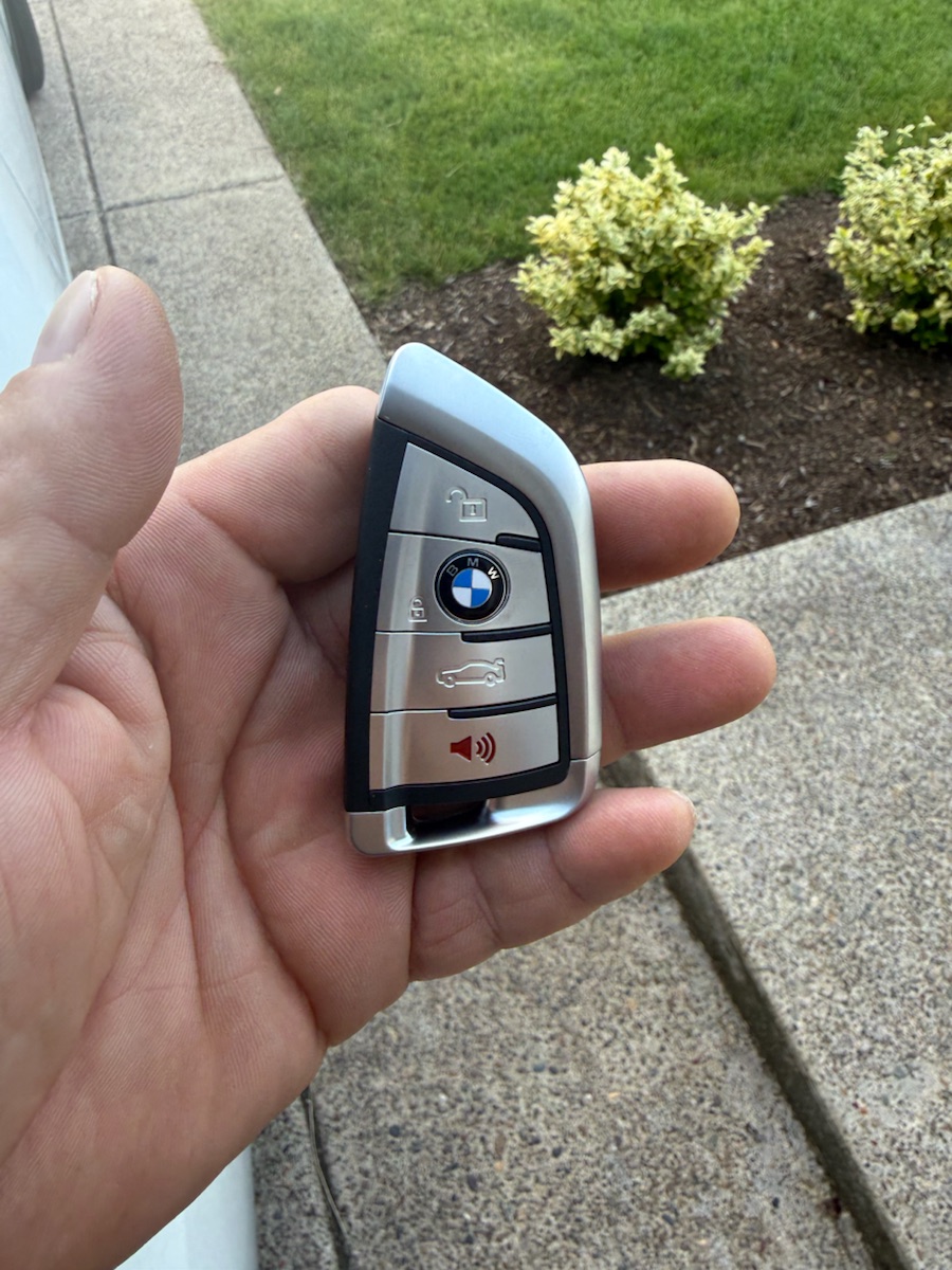 BMW smart key — the type of key we program for F-series models.
