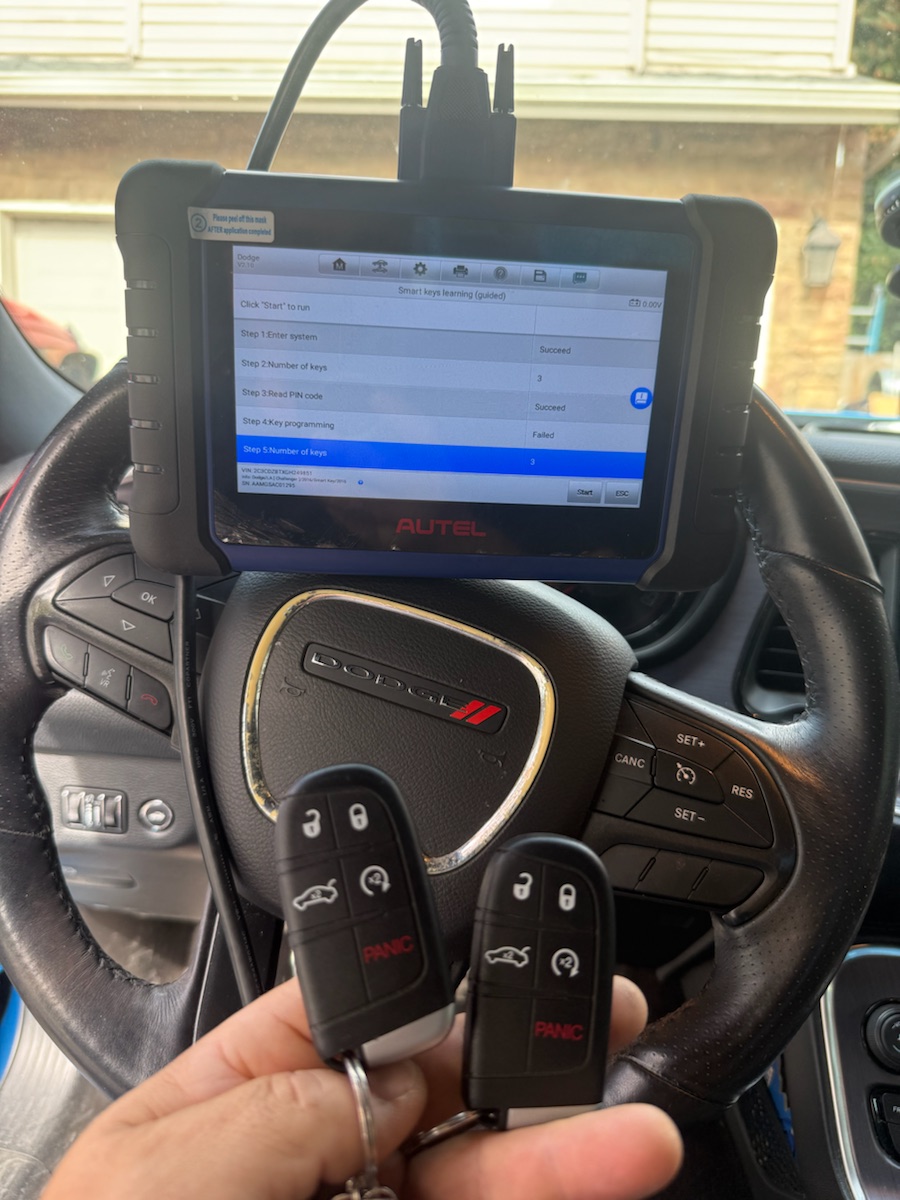 Dodge — smart keys programmed on-site with the Autel IM508.
