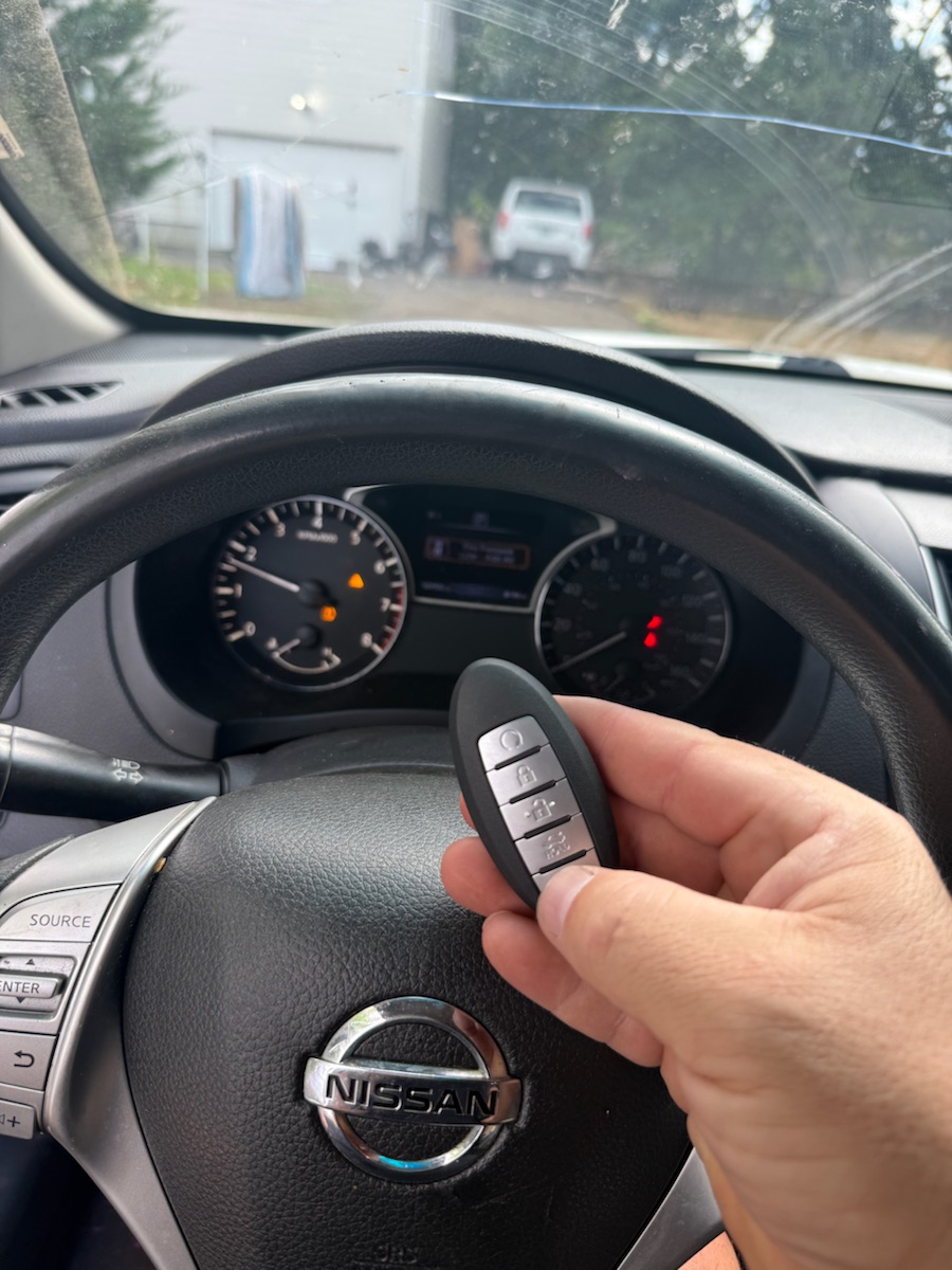 Nissan Altima — new smart key tested: the car starts with the push button.