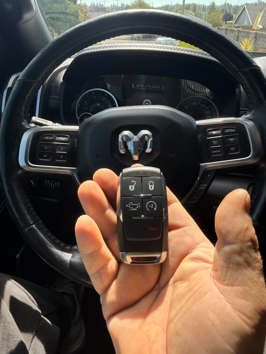 2023 Ram Heavy Duty — smart key programmed and tested in the cab.