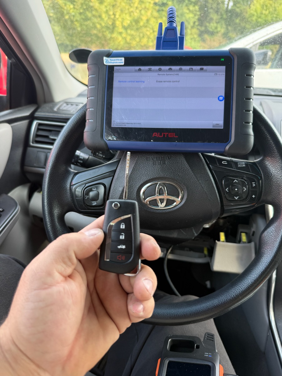 Toyota Camry — flip key cut and programmed, tested at the car.